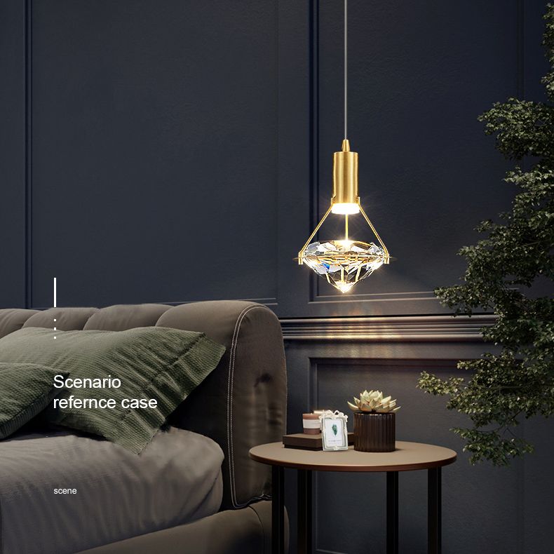 Gold Contemporary Hanging Light Kit Crystal Ceiling Light for Dining Room