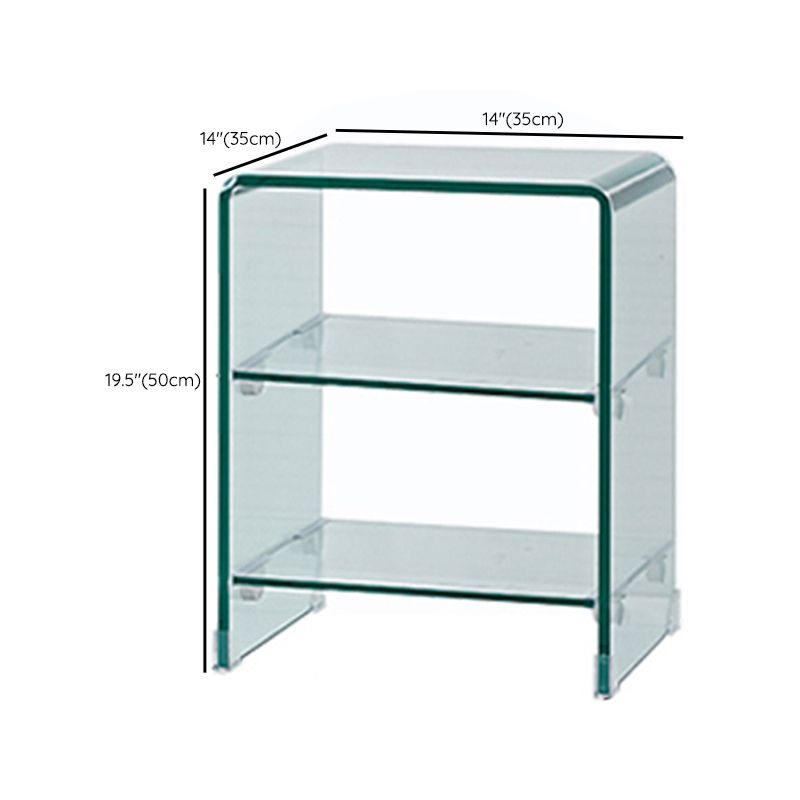 Modern Glass Square Side End Table Sled Corner Table for Living Room
