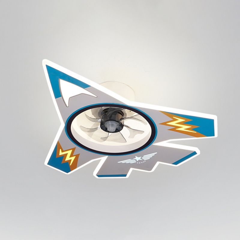 Cartoon vliegtuigvormige LED -plafondventilator Acryl Kinderkinderen Slaapkamer Semi -spoeling Mount verlichting