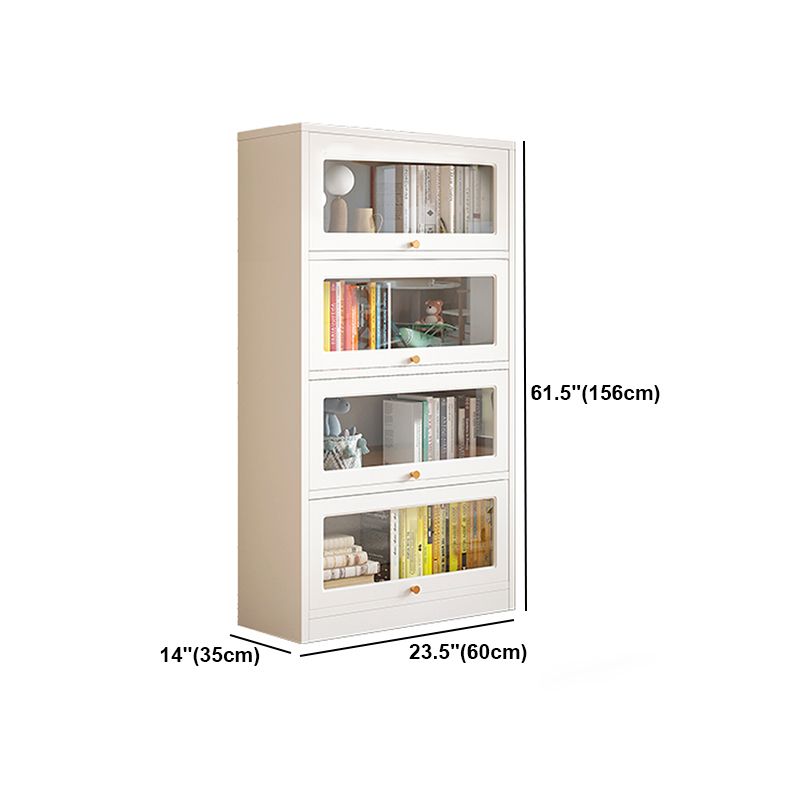 White Bookshelf Contemporary Style Bookcase with Door for Home Office