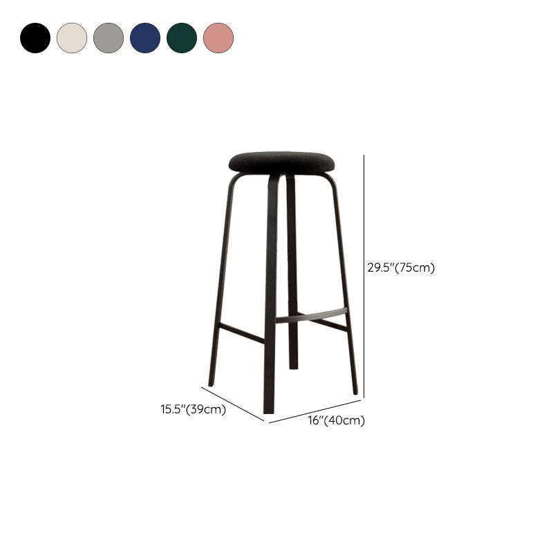 Modern Stackable Armless Counter Stool Iron Bar Stool with Cushion and Pedal for Cafe