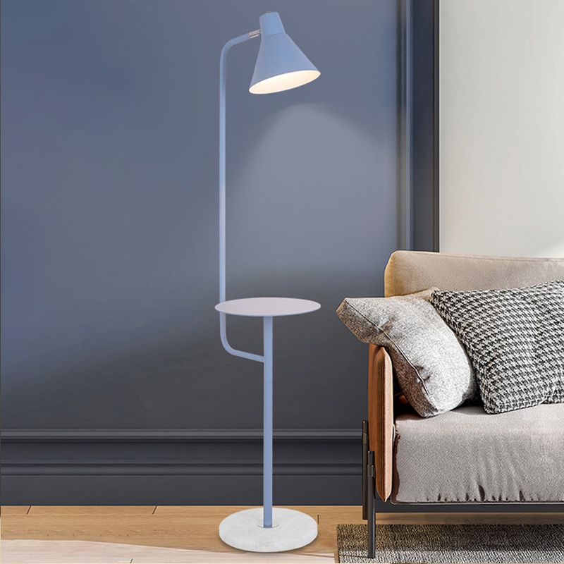 Macaroon Metal Floor Reading Lamp 1-Light Floor Light with Tray for Bedroom