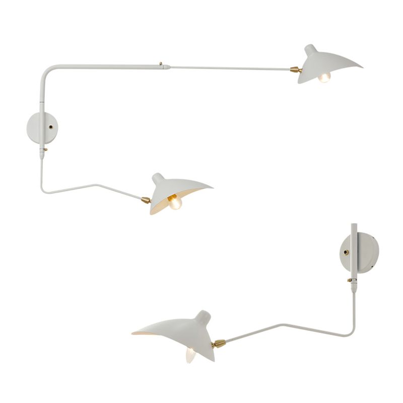 Modern Wall Sconce Linear Shape Reading Wall Light with Metal Shade in White for Bedroom
