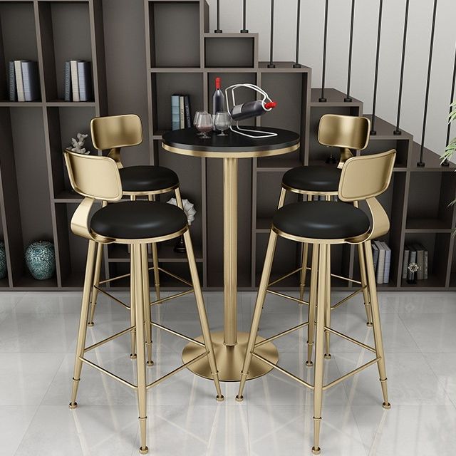 Moderner Bar Esstisch rund und quadratische Barhöhe Cocktailtisch mit Eisenbasis