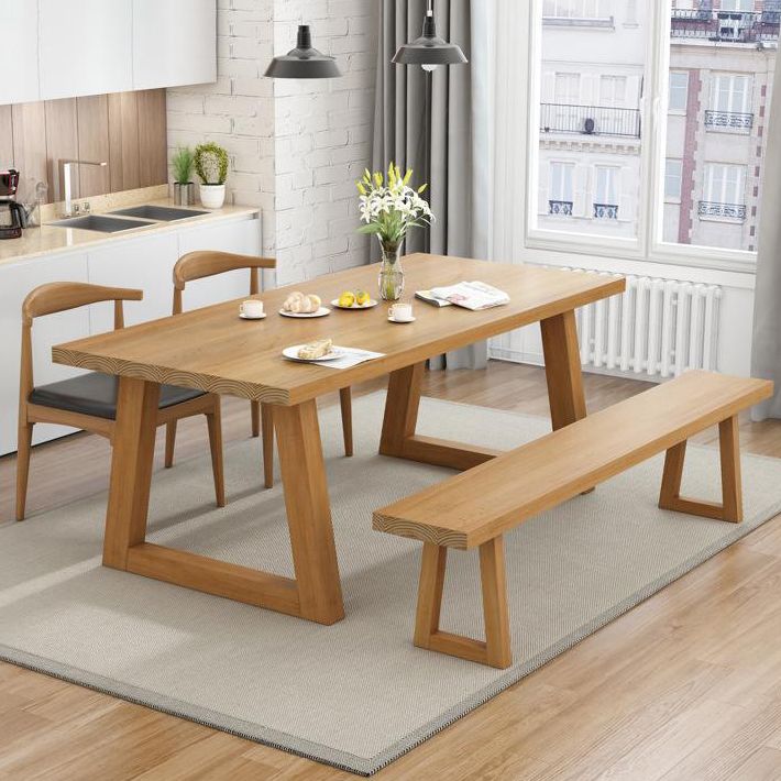Modern Style 1/4/6 Pieces Dining Bench Set Solid Wood Dining Table and Chairs