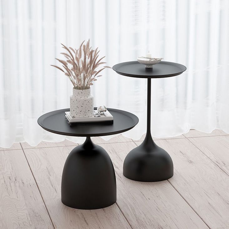 Mid-Century Modern Iron 2 Piece Bunching Tables with Pedestal Base