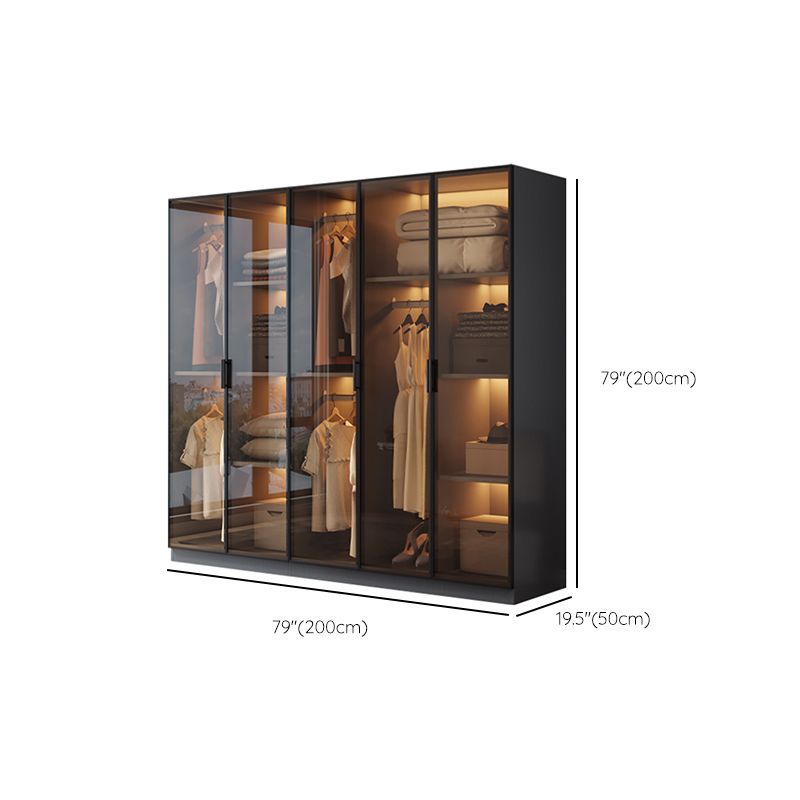 Freestanding Tempered Glass Wardrobe Modern Wardrobe with Garment Rod