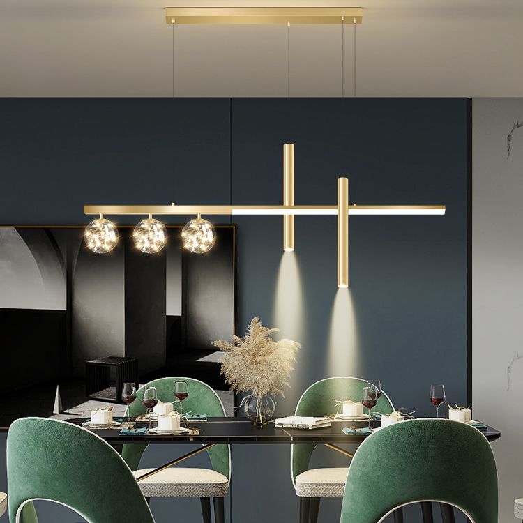 Modern Pendant Chandelier Geometric Island Lighting Fixtures Metal Chandelier for Dining Room