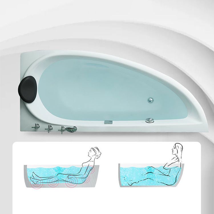 Modern White Acrylic Corner Tub Soaking 29.13-inch Tall Bathtub for Bathroom