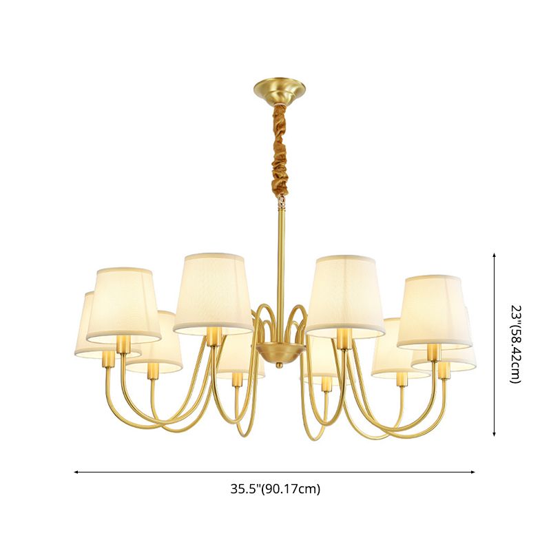 Conical Chandelier Light Fixture Traditional Fabric Pendant Lighting for Restaurant