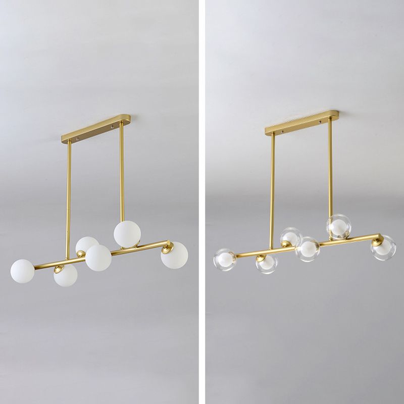 Modern Simple Dining Chandelier Light Round Glass Shade Pendant Light for Dining Room