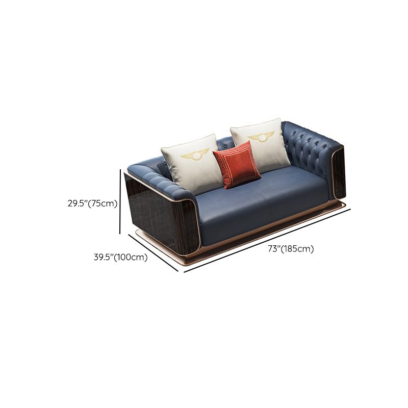 Modern Genuine Leather Sofa 29.52" High Pillow Top Arm Sofa