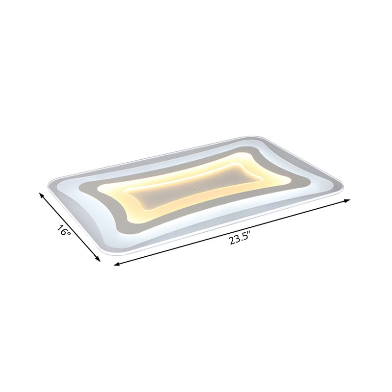 23.5"/35.5"/47" Wide Rectangular Acrylic Flushmount Simple LED White Ceiling Light in Warm/White Light