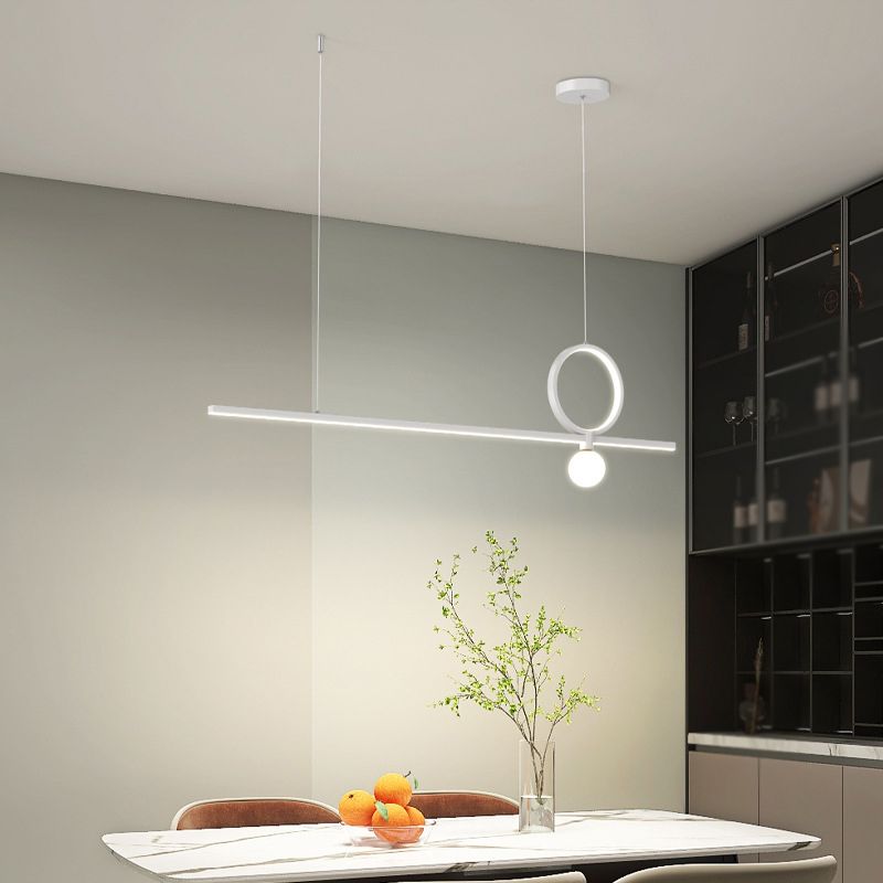Linear Shape Metal Island Chandelier Modern Style 3 Lights Island Ceiling Light