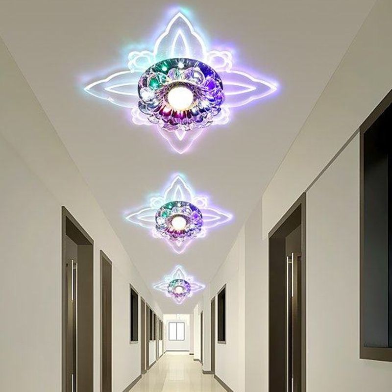 Moderne quadratische Form Deckenleuchte Kristall 2-Licht Deckenleuchte mit Loch 2-3.5'' Dia