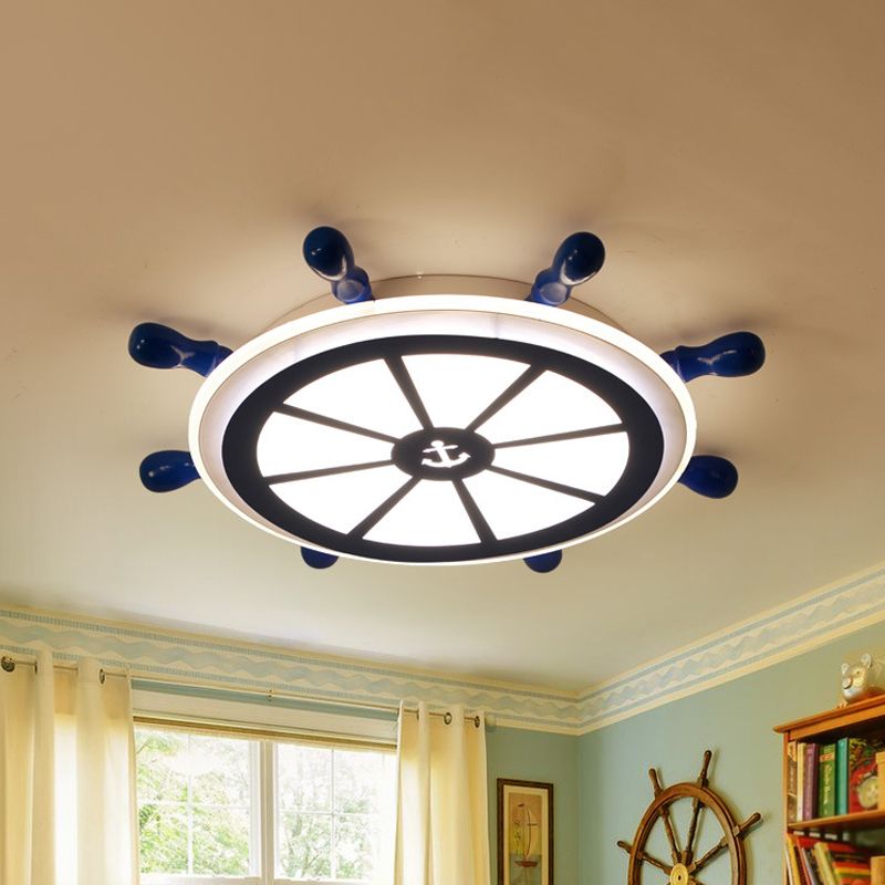 Acrylic Rudder Flushmount Lighting Kids LED Blue Flush Ceiling Light Fixture for Kindergarten