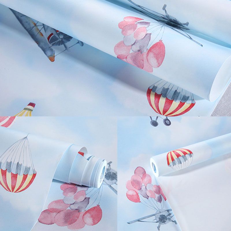 Ballon- und Flugzeugtapete, pastellfarbene, nicht geklebte Wanddekoration für Kinder, 20,5 Zoll x 31 Fuß