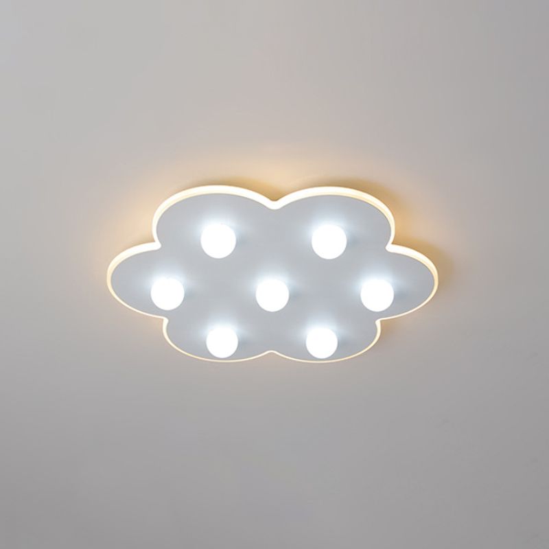 Blume/Rund/Quadrat Led Flush Ceiling Light Kids Modern Metal 8 Lights 16.5/ 19.5 Inch Wide White Flushmount Light