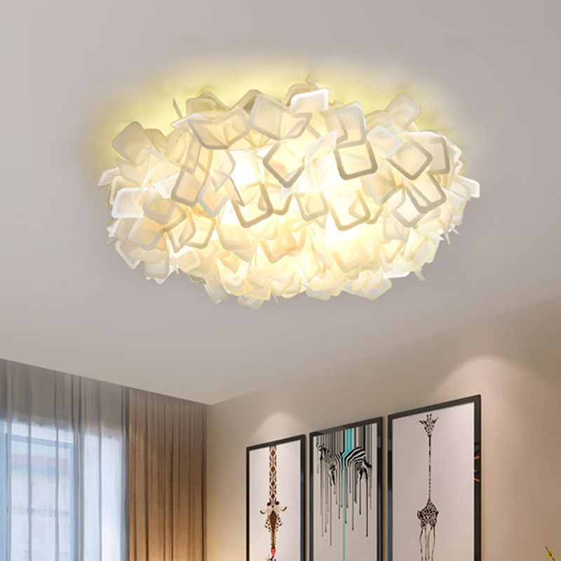Blossoming Flower Acrylic Flush Mount Contemporary Led White/Black/Blue Flush Ceiling Light Fixture