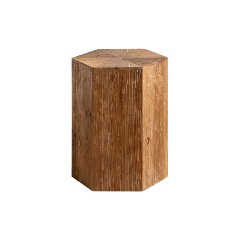 Country Square / Hexagon Side Table Natural Solid Wood End Table