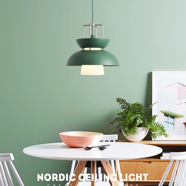 1 lichte kom licht hangers macaron aluminium hanglampen met hangende koord voor restaurant