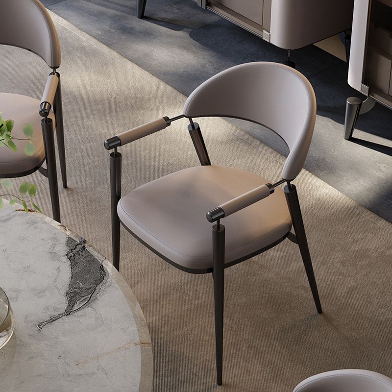 Glam Upholstered Arm Chair Dining Room Metal Dining Arm Chair