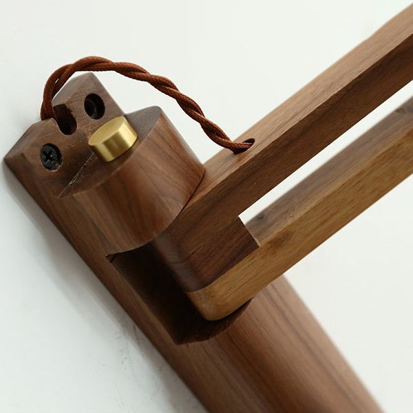 Wooden 1-Light Wall Light in Modern Minimalist Cone Shape Wall Lamp for Bedroom