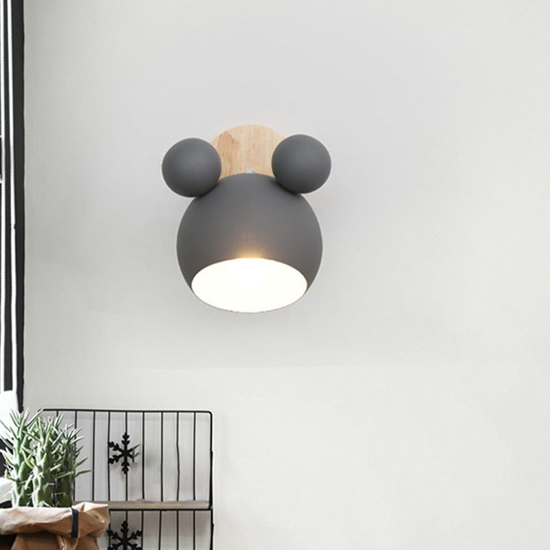 Macaron Wall Lamp 1-Light Wall Mount Lamp with Wood for Kid's Room