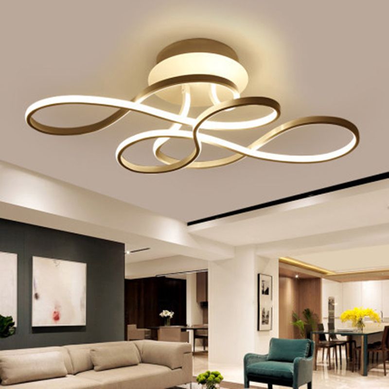 Twisting Living Room Ceiling Mounted Light Acrylic Minimalist LED Semi Flush Mount