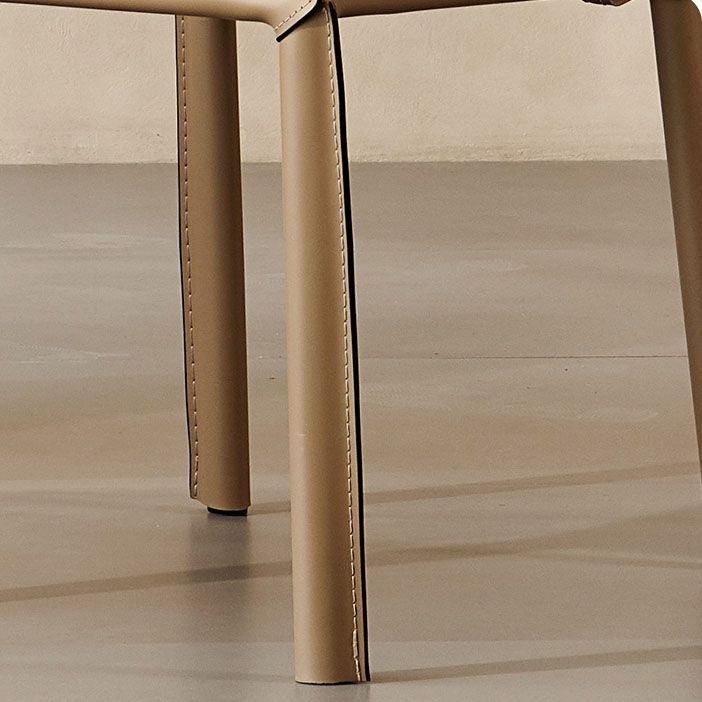 Contemporary Leather Dining Chair Armless Solid Back Chair for Home Use