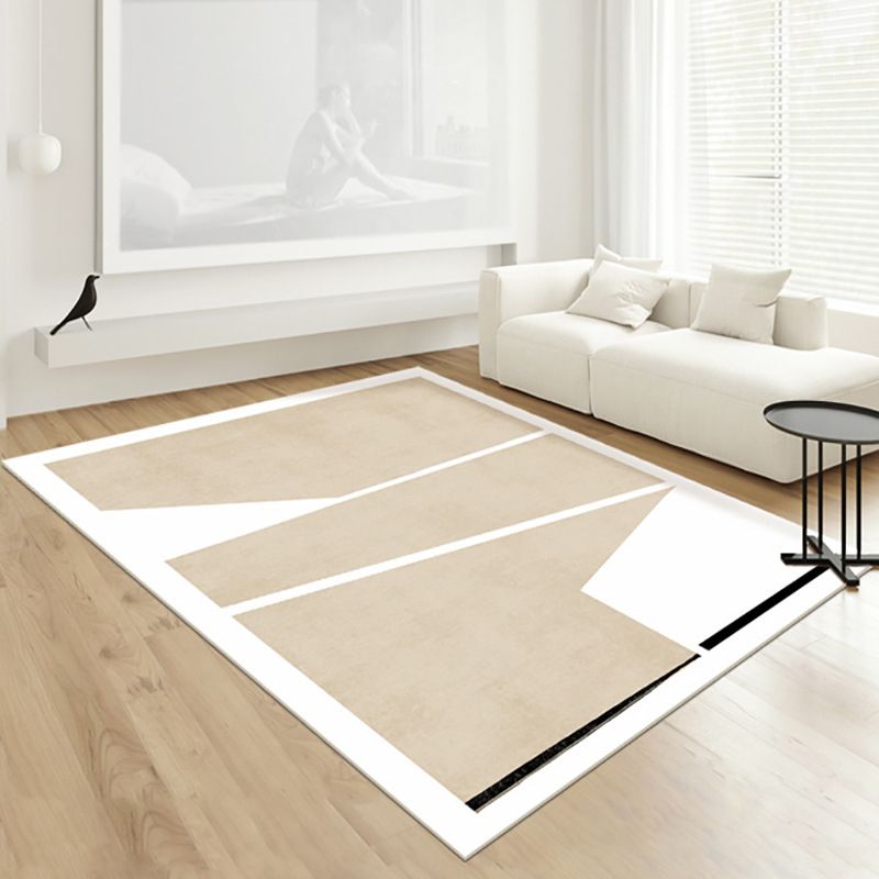 Dark Brown Modern Rug Polyester Irregular Color Piece Rug Washable Rug Sitting Room