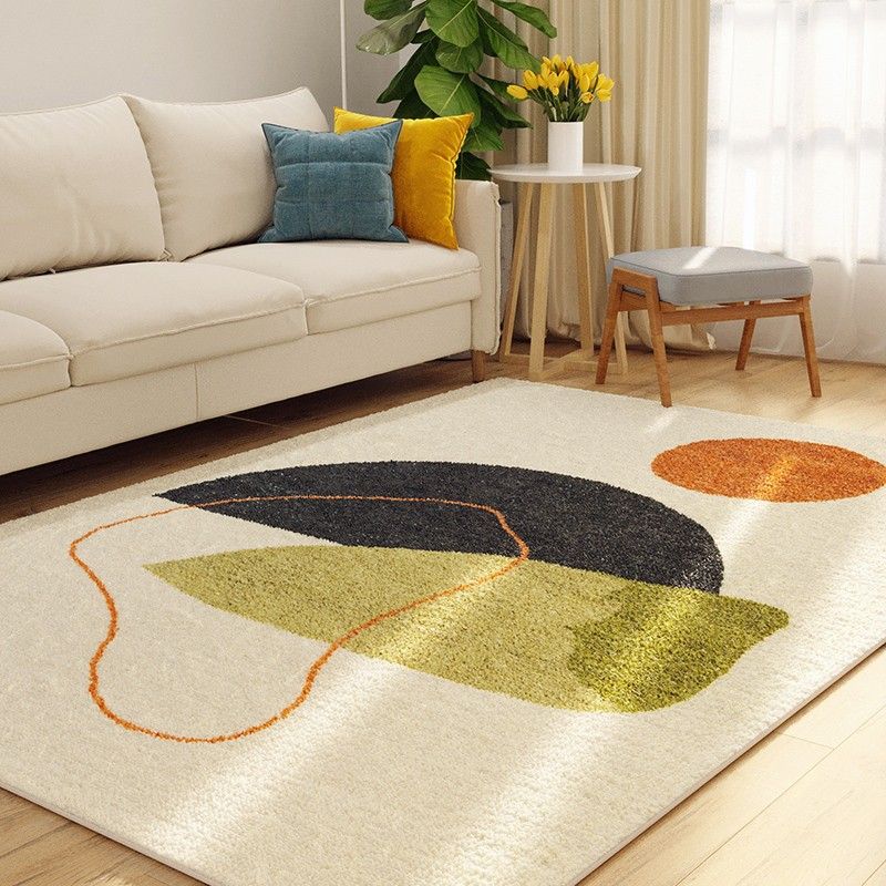 Multicolor Nordic Indoor Rug Polyester Color Block Rug Non-Slip Backing Indoor Rug for Living Room