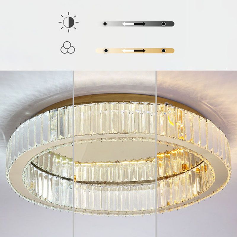 Gold Stainless-Acier LED Flush Mount in Modern Creative Style Crystal Ceiling Light for Bedroom