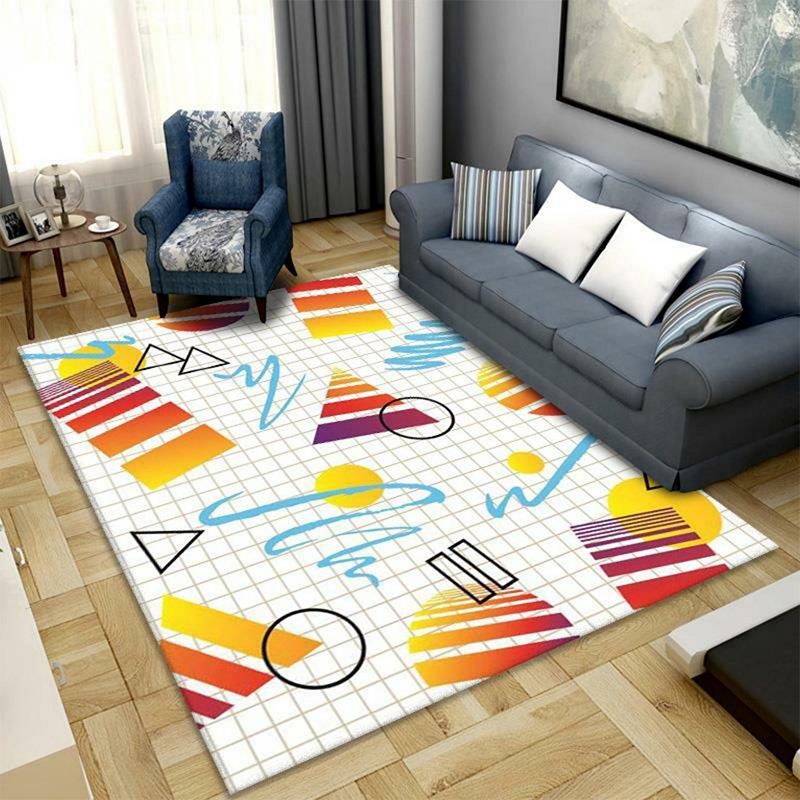 Donkergrijs modern tapijt polyester grafisch vloerkleed niet-slip achterste tapijt voor woonkamer