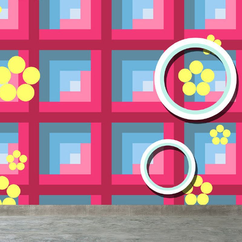 Whole Square Pattern Mural Decal for Indoor Decor Modern Boys Bedroom Wall Covering