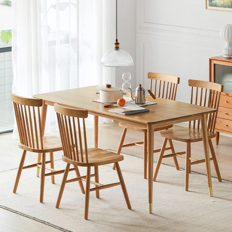 Mesa de comedor rectangular moderna mesa de madera maciza con 4 patas para la cena de cocina en casa