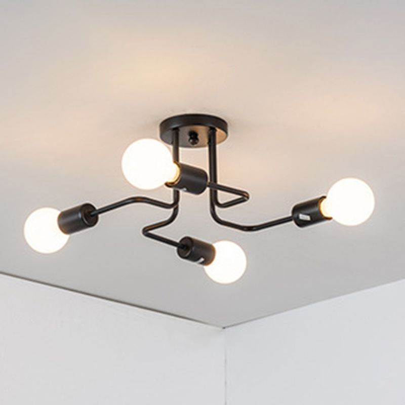 Blootgestelde lamp, plafondmontage, kroonluchter, industriële metalen verlichtingsarmatuur