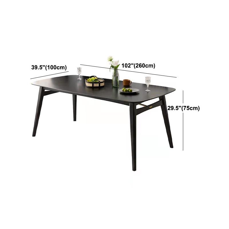 Modern Black Dining Room Collection Tripod Base Solid Wood Dining Table