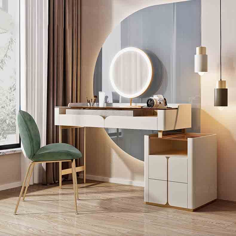 Glass Top Makeup Vanity Desk Storage Box Makeup Vanity Set with Drawer