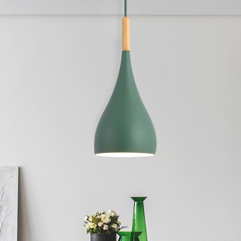 Macaron Raindrop Plafond Pendant Light Light Aluminium 1 Light Dining Room Hanging Lamp Kit en gris / rouge / bleu