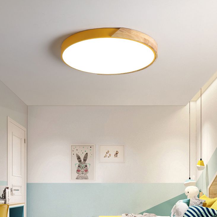 Circular Flush Mount Fixture Contemporary Metal 1 Light Flush Light for Children's Room