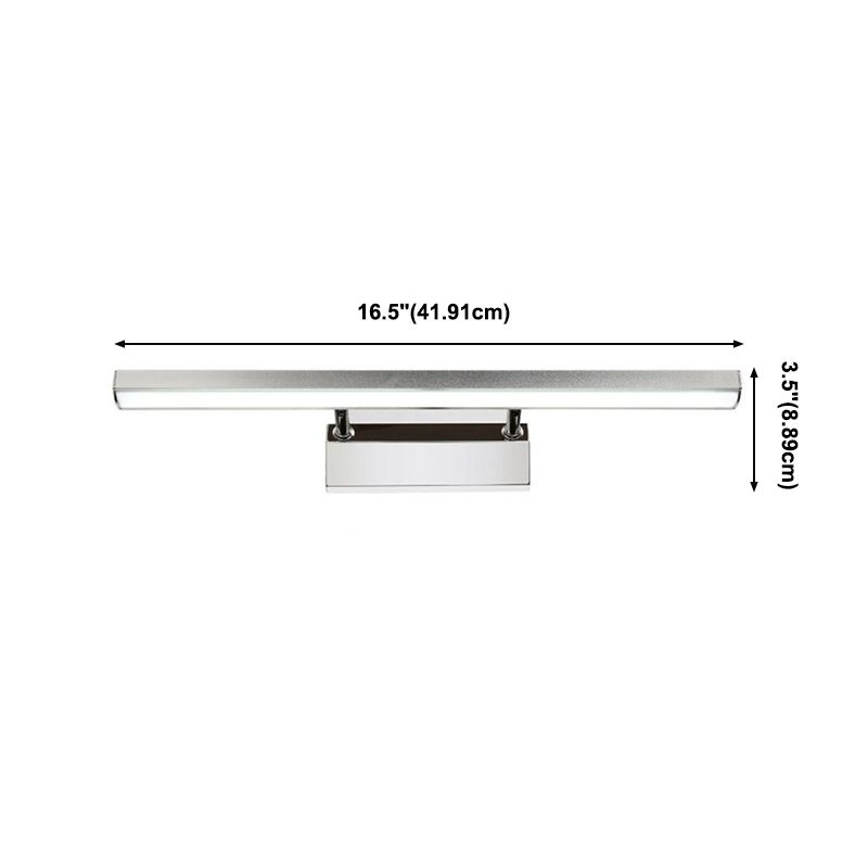 Modern Style Strip Mirror Light 1 Light LED Vanity Light in Silver for Toilet