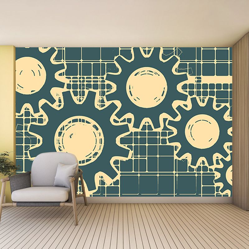 Modern Style Mural Wallpaper Metal Gear Illustration Indoor Wall Mural