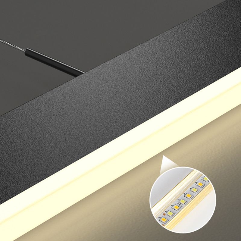 Acrylic Square Chandelier Light Fixture Minimalist Style LED Pendant Light Kit in Black