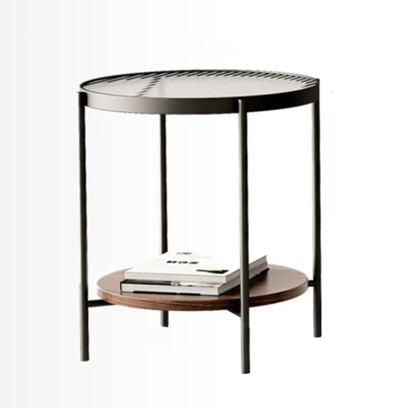 Glass Cross Legs Cocktail Table with Wood Accents Elliptical Coffee Table