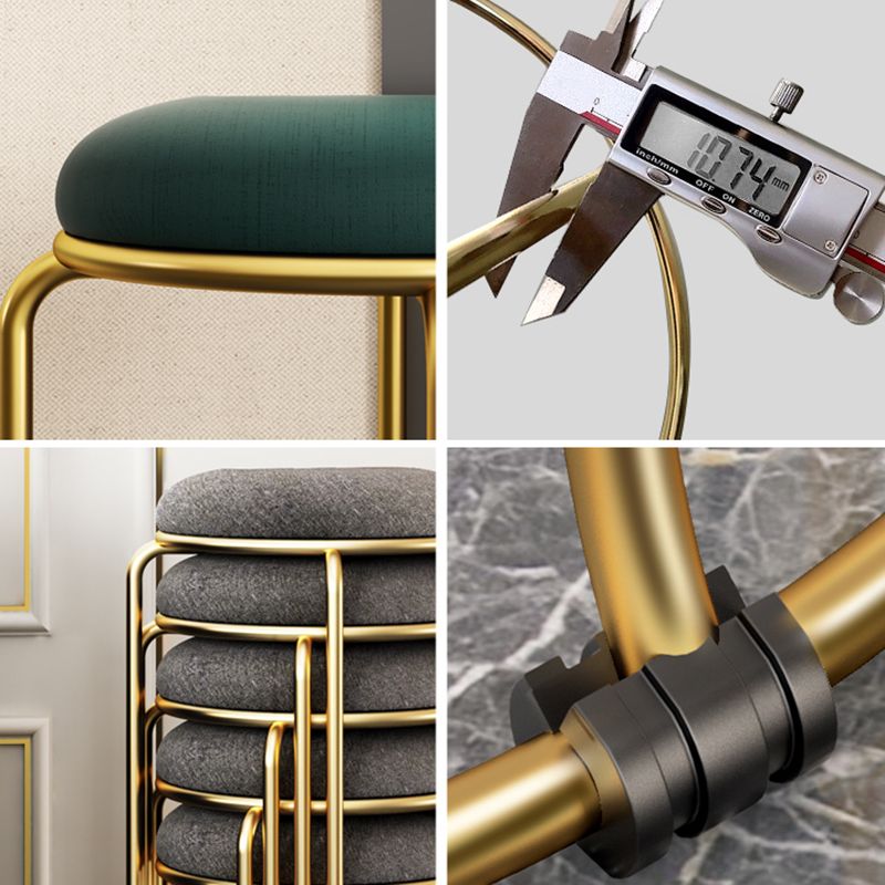 Ottoman Round Glam Pure Color Velvet Tear Resistant Standard Ottoman