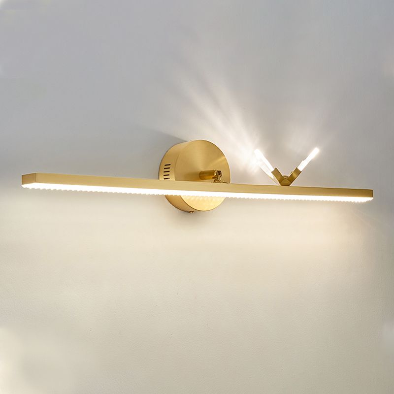 Modern Copper Linear Wall Mount Light Fixture 1-Light Wall Lamp for Bathroom
