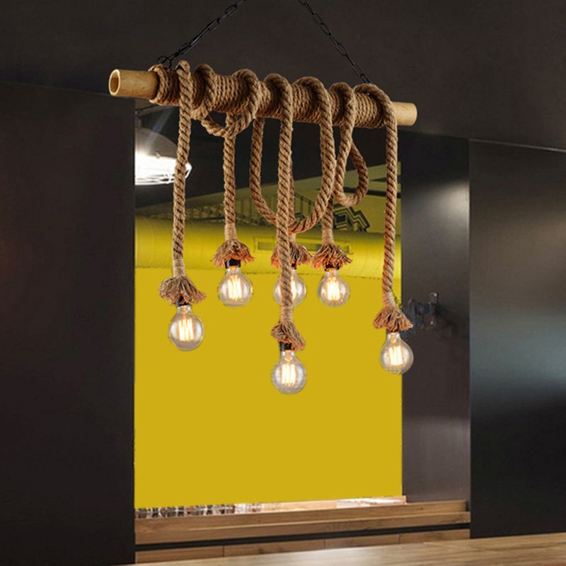 Industrial Style Island Lights Metal 3/6/8 Lights Pendant Light in Brown