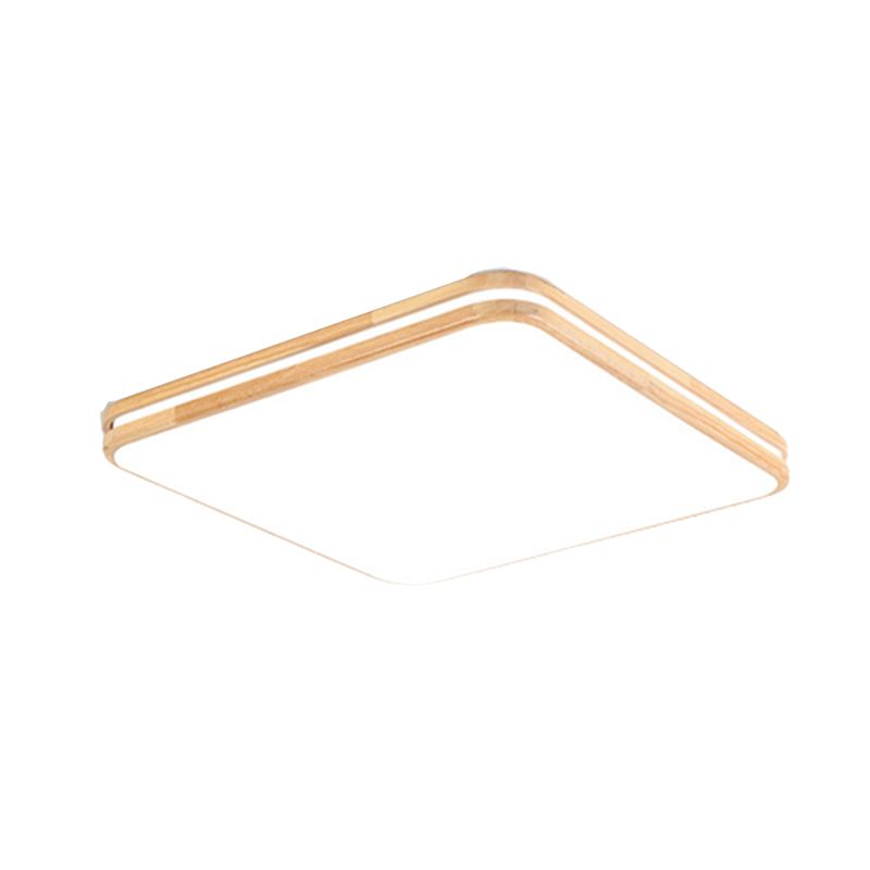 1 Light Geometric Flush Mount Fixture Contemporary Wood Flush Light