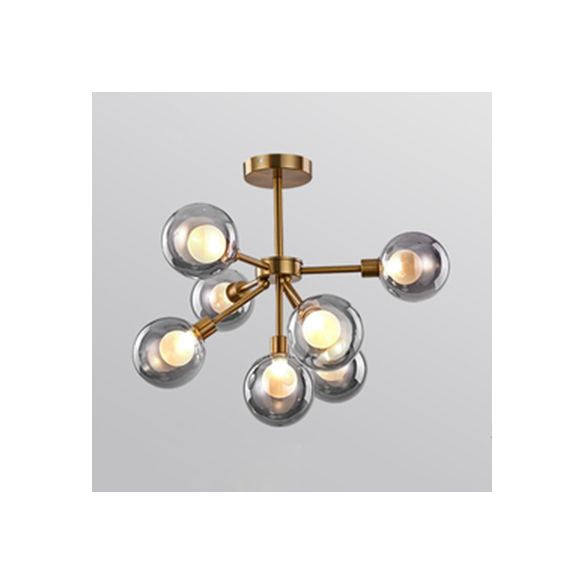 Luce a ciondolo a bolla bianca/fumo 7/9 luci post lampadario a sospensione di vetro moderno per il ristorante